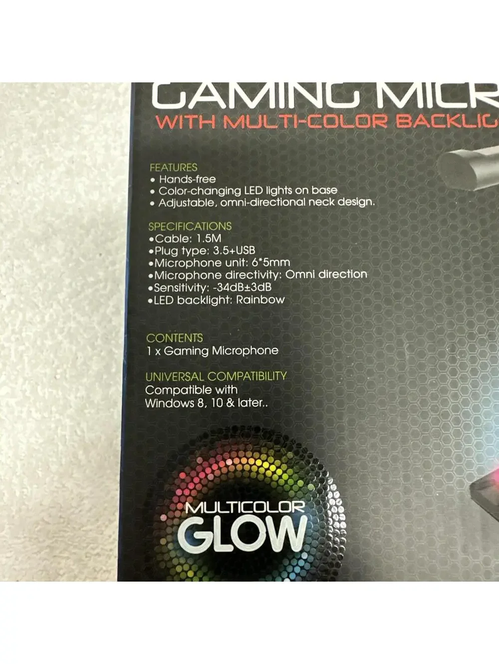 Gaming microphone - new- Multi Color Backlight Bytech Gaming Technology